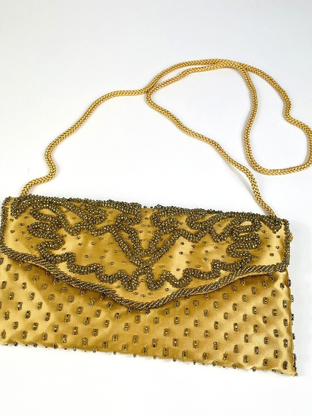 Valerie Stevens Purse Handbag Clutch Gold Sequins Beaded Flapper Vintage